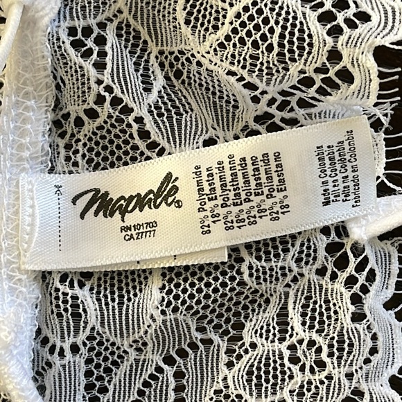 Mapale 8356 Sheer And Lace Bridal Teddy White Leg Garter Body Suit Size M/L NWOT - Picture 10 of 17